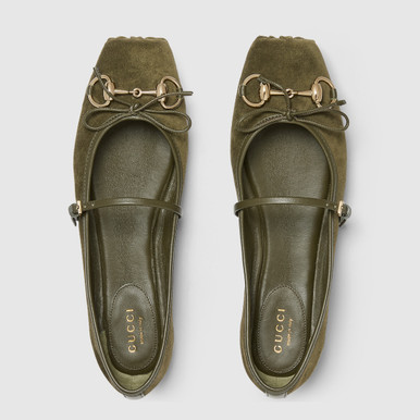 GUCCI Horsebit Women's Ballerinas - Dark green image 2