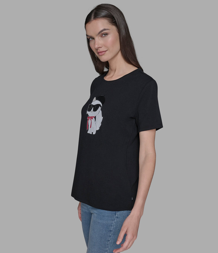 KARL LAGERFELD Choupette In Beret Tee - Black (Arriving In Delhi) image 1