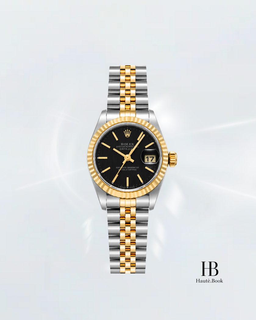[Store Display] ROLEX Datejust Black Tapestry Jubilee Yellow Gold Stainless Steel 26 mm