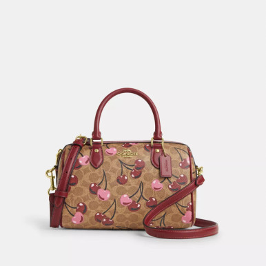 COACH Rowan Satchel Bag In Signature Canvas With Cherry Print image 3