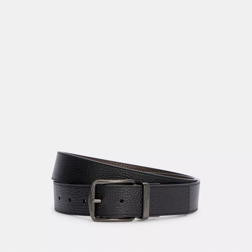 COACH Boxed Harness Buckle Cut-To-Size Reversible Belt, 38 Mm - Black Dark Brown image 1