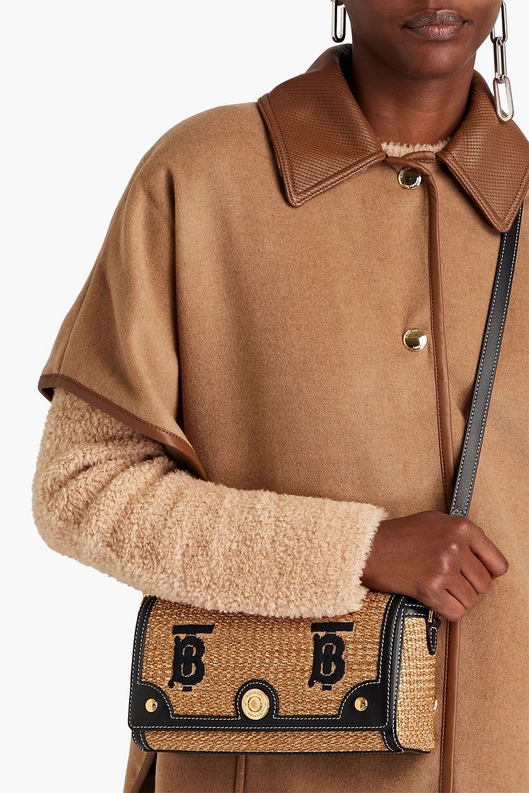 BURBERRY Leather-trimmed Embroidered Faux Raffia Tote (Arriving In Delhi) image 0