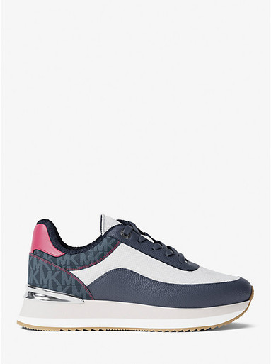 Michael Kors Hattie Mixed-Media Trainer - Navy image 0