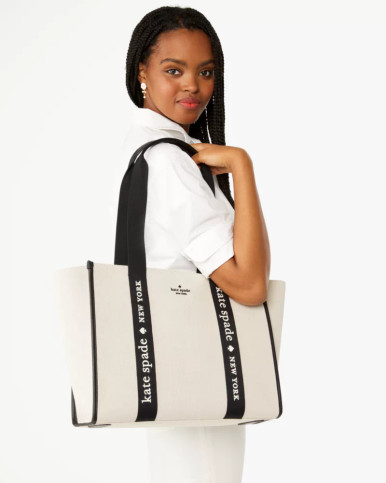 Kate Spade Kip Canvas Large Tote - Natural Multi ( Arriving In Delhi ) image 0