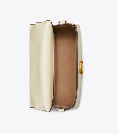 TORY BURCH Small Robinson Spazzolato Top-handle Bag - Light Cream image 0