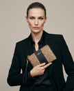 COACH Corner Zip Wristlet In Signature Canvas With Stripe - Gold/Tan/Black image 1