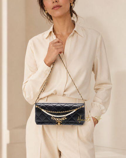 CHANEL Small Pearl Logo Flap Bag