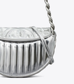 TORY BURCH Mini Fleming Metallic Quilt Crescent Bag - Silver image 1