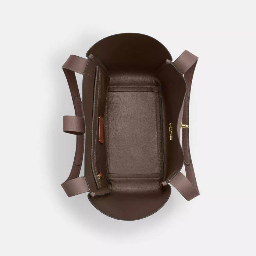 COACH Hadley Turnlock Tote Bag - Gold/Dark Stone image 3