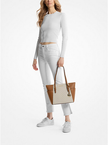MICHAEL KORS Charlotte Large Logo and Leather Top-Zip Tote Bag - Vanilla image 1