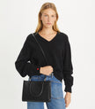 TORY BURCH T MONOGRAM TOP-HANDLE EMBOSSED TOTE - BLACK image 3