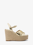 MICHAEL KORS Hannah Metallic Nylon Blend Wedge Sandal - Pale Gold image 1