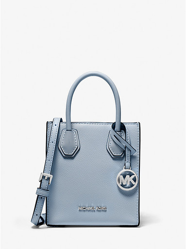 MICHAEL KORS Mercer Extra-Small Pebbled Leather Crossbody Bag - PALE BLUE image 2