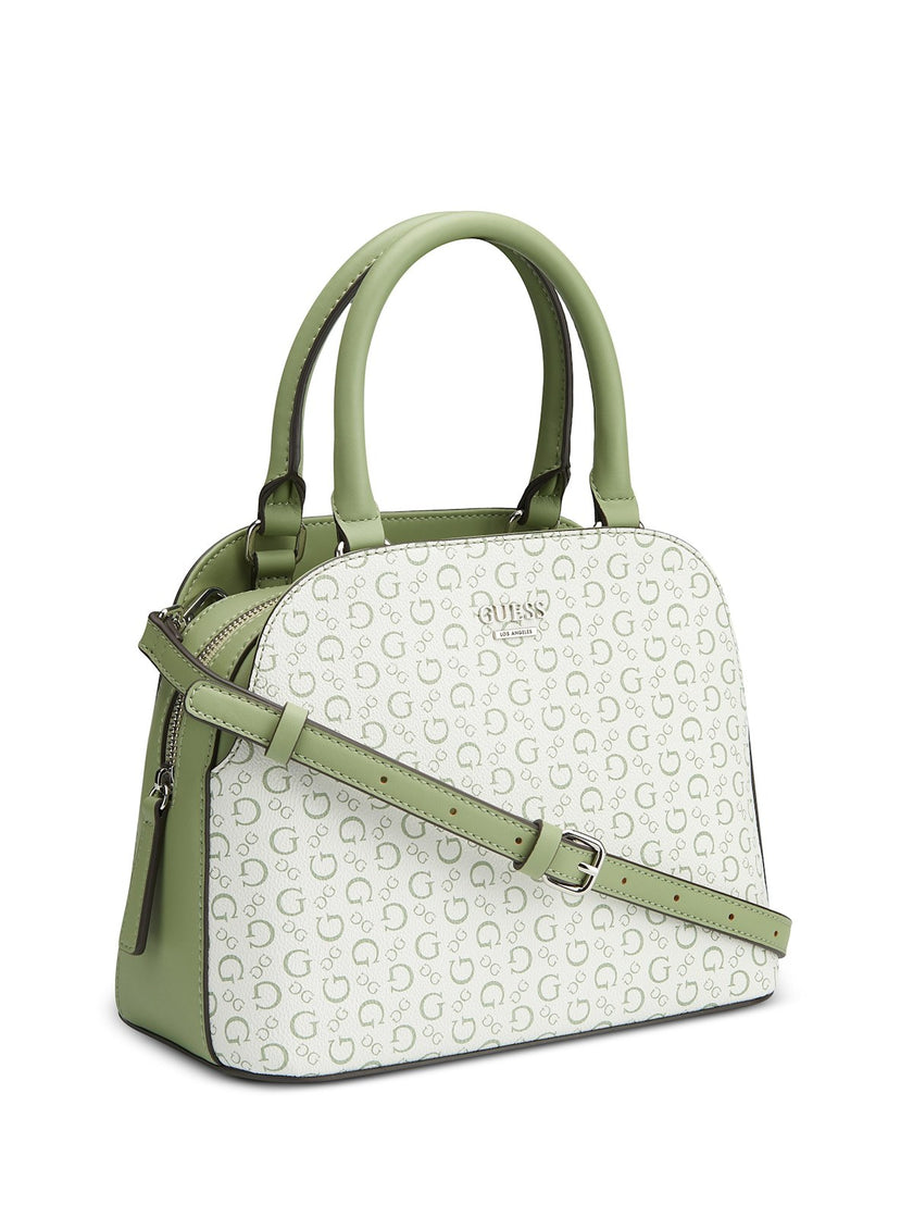 Guess Kamri Logo Mini Dome Satchel - Green image 1