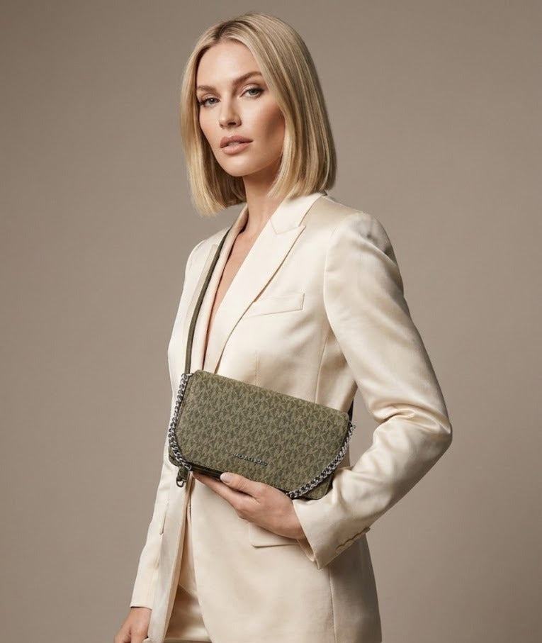 MICHAEL KORS Jet Set Signature Logo Crossbody Bag - Olive image 0
