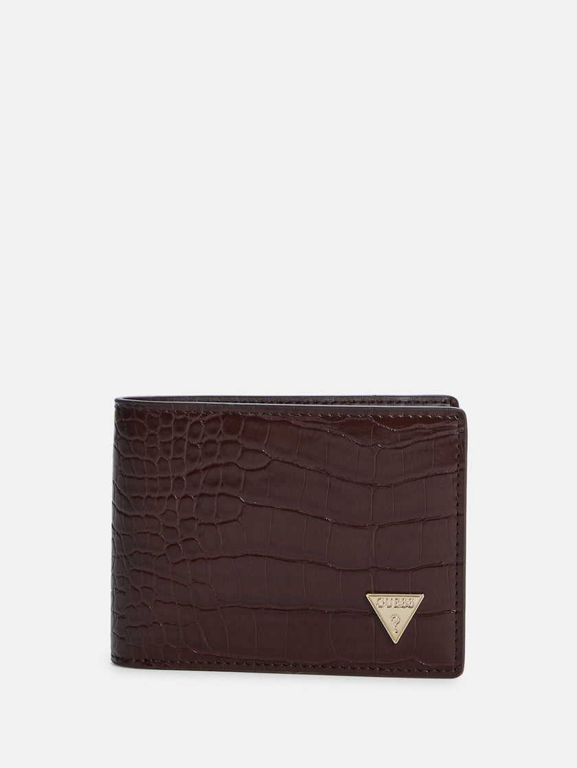 Guess Croc-Embossed Bifold Wallet - Brown image 0