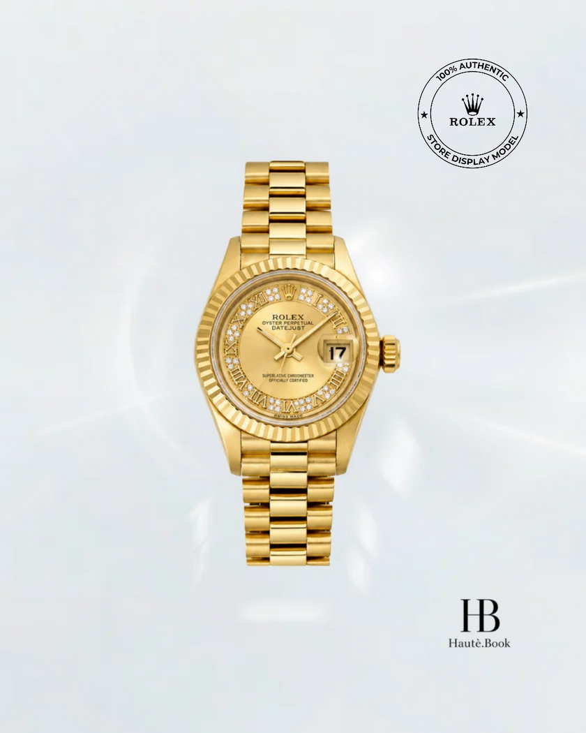 [Store Display] ROLEX Datejust Full Gold Champagne Roman Diamond 26 mm
