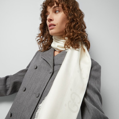 GUCCI Gg Wool And Silk Jacquard Shawl image 6
