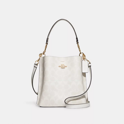 COACH Mollie Bucket Bag 22 In Signature Canvas - Gold/Chalk/Glacierwhite image