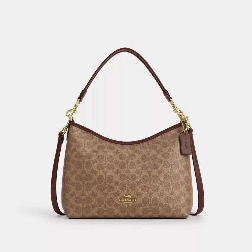 COACH Laurel Shoulder Bag In Signature Canvas - Gold/Tan/Brown image