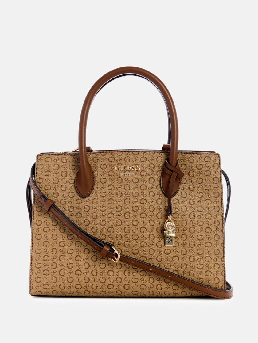 Guess Beryln Logo Large Satchel - Brown image 0