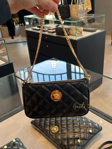 VERSACE La Madusa Mini Quilted Leather Black Shoulder Bag image 0