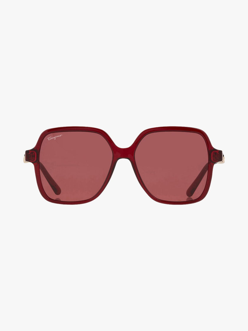 SALVATORE FERRAGAMO Salvatore Burgundy Square Ladies Sunglasses (Arriving In Delhi) image 0