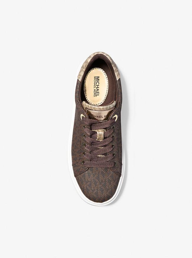 MICHAEL KORS Romey Metallic Two-Tone Signature Logo Platform Sneaker - Brown image 1