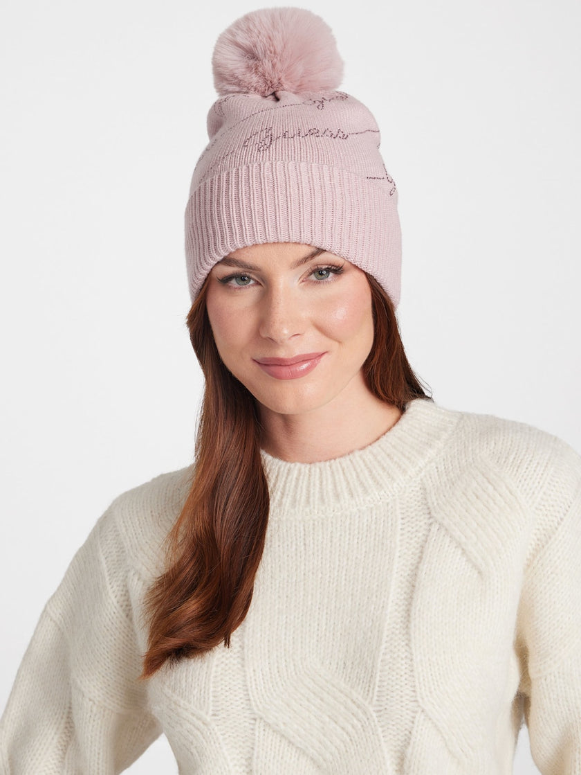 Guess Rhinestone Logo Beanie - Purple image 1
