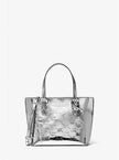 [AT DELHI] MICHAEL KORS Jet Set Extra-Small Patent Logo Debossed Convertible Tote Bag - Silver image 0