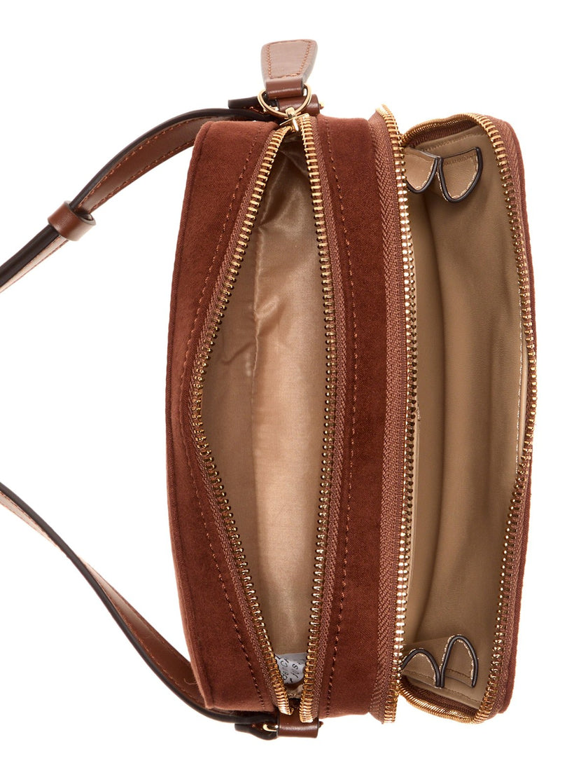 Guess Avelina Rhinestone Logo Double-Zip Crossbody - Brown image 3