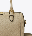 TORY BURCH Petite T Monogram Leather Barrel Bag - Fresh clay image 0