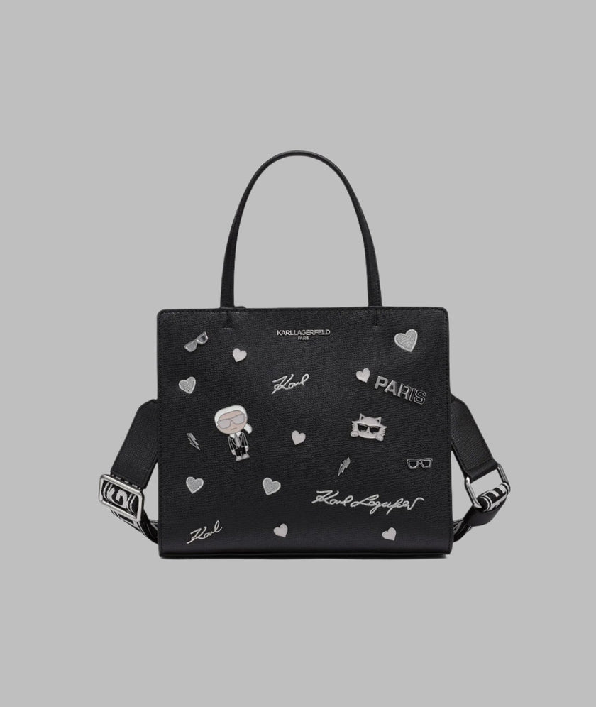 KARL LAGERFELD Maybelle Satchel With Pins - Black image 0