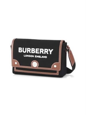 BURBERRY Medium Note Horseferry Canvas Crossbody Bag - Black Tan image 2