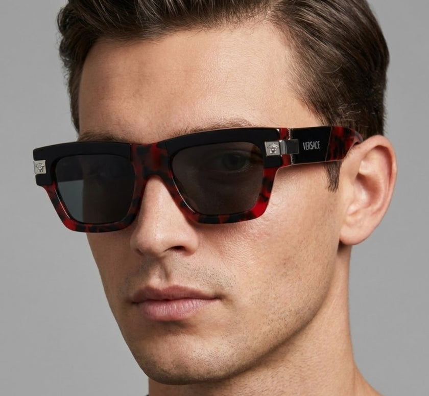 Versace  Dark Grey Rectangular Men's Sunglasses image 0