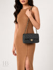 CHANEL Mini Rectangular Quilted Dark Grey Lambskin Gold Hardware