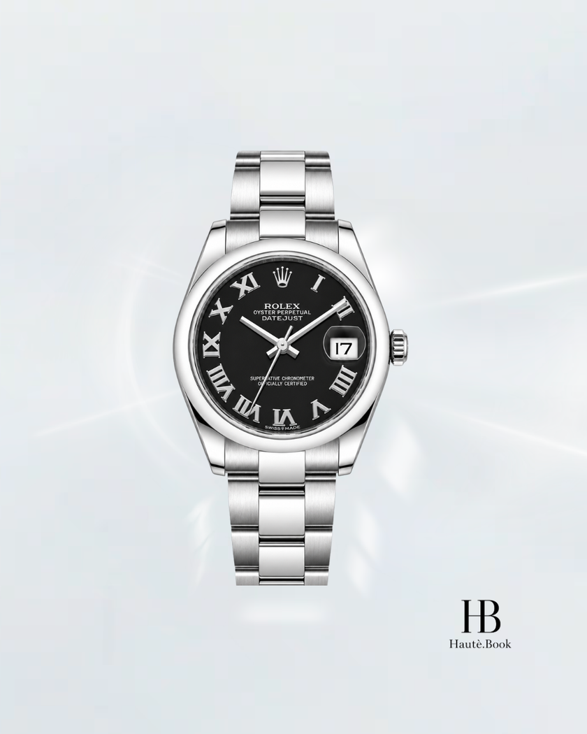 [Store Display] Rolex Datejust Black Roman Oyster Stainless Steel 31 mm