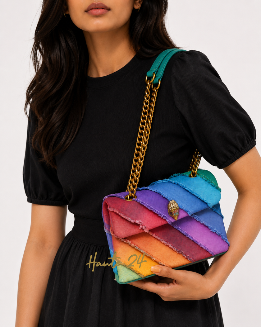 KURT GEIGER Kensington Rainbow Denim Shoulder Bag