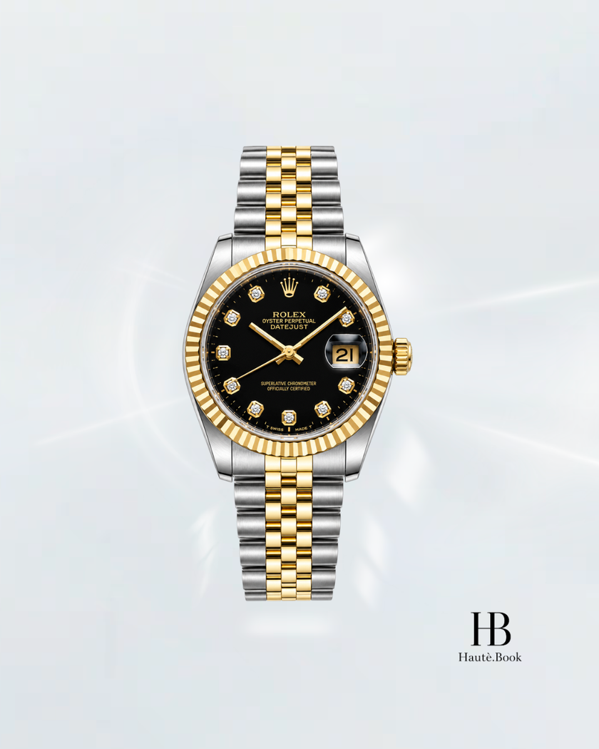 [Store Display] ROLEX Datejust Black Diamond Yellow Gold Stainless Steel 31mm