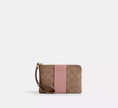 COACH Corner Zip Wristlet In Signature Canvas With Stripe image 7