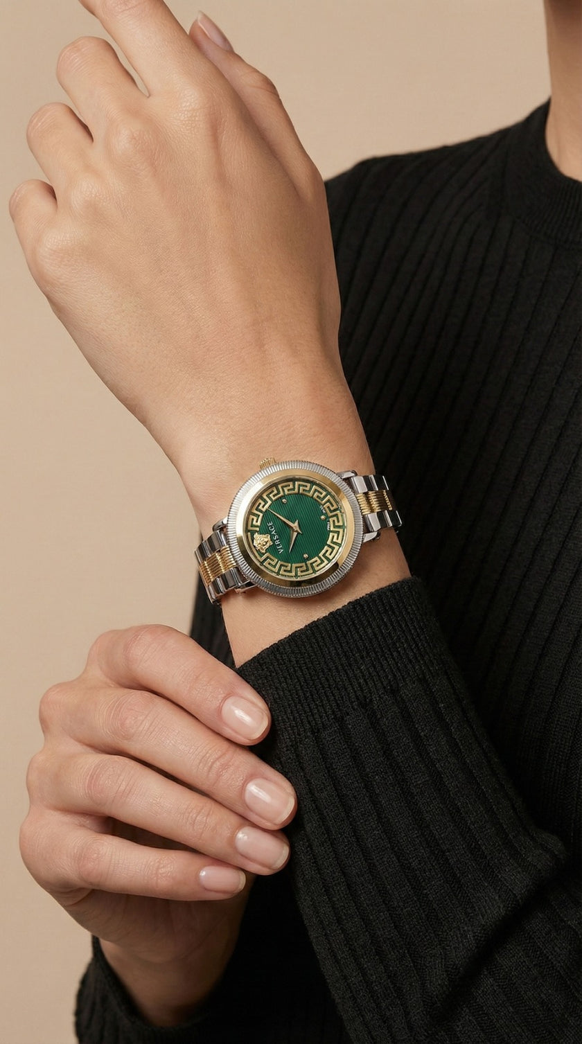 Versace Greca Flourish Quartz Green Dial Ladies Watch image 0