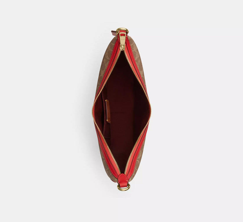 COACH Aria Shoulder Bag In Signature Canvas - Gold/Tan/Carnation (Arriving In Delhi) image 2