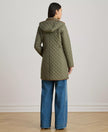 [ARRIVING] LAUREN RALPH LAUREN Womens Hooded Quilted Faux-Suede-Trim Coat - Green tea image 1