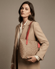 COACH Fiona Zip Tote Bag In Signature Canvas - Gold/Tan/Carnation image 1