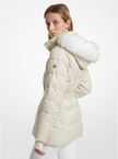 MICHAEL KORS Faux Fur Trim Quilted Belted Puffer Jacket image 0
