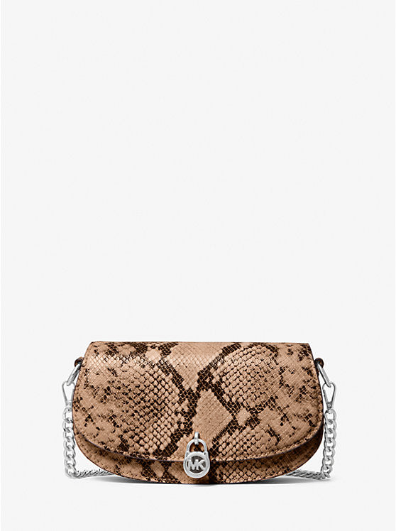 MICHAEL KORS Mila Small Snake Embossed Convertible Crossbody Bag - Driftwood image 0