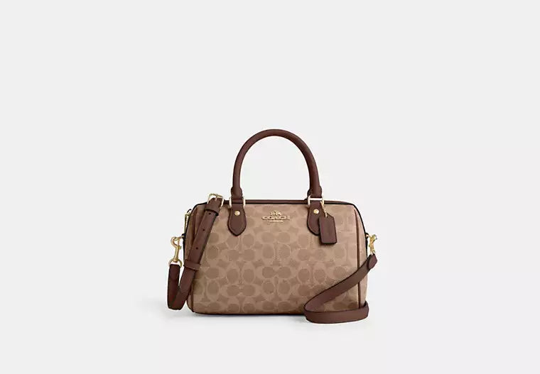COACH Rowan Satchel Bag In Signature Canvas -  Gold/Tan/Brown (Arriving In Delhi) image 0