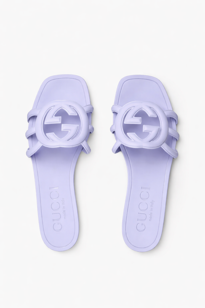 [AT DELHI] GUCCI GG Interlocking  Rubber Slide Sandals Lavender image 0