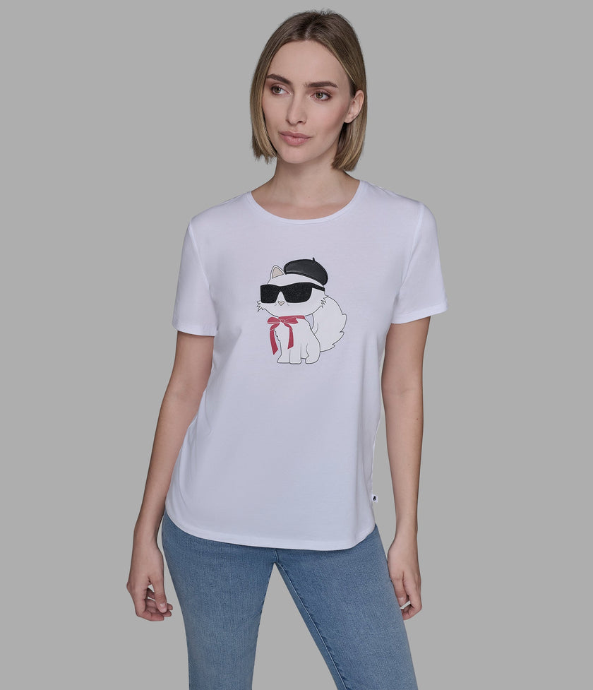 KARL LAGERFELD Choupette In Beret Tee - White (Arriving In Delhi) image 0