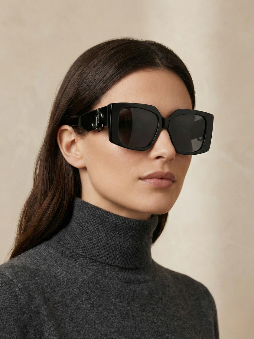 [AT DELHI]  JIMMY CHOO JC5006U 50008G Square Black Sunglasses image 0